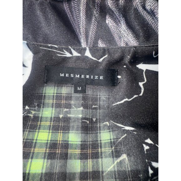 Rave EDC Biker Anime Zip-Front Black Sleeveless Top Pockets Plaid Accents By Mes - Picture 9 of 9